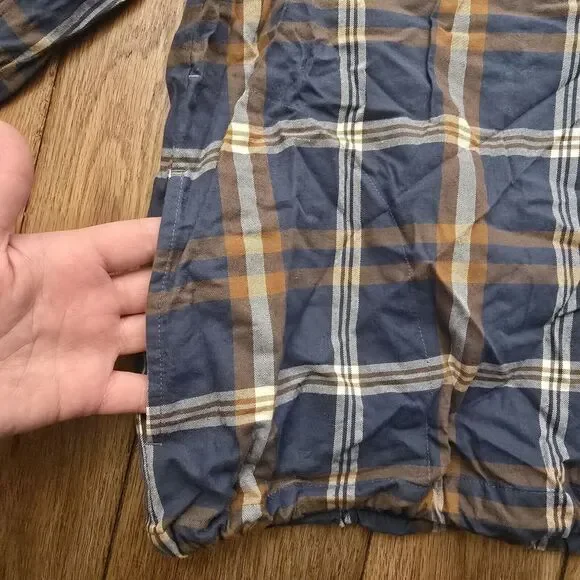 L.L. Bean Signature Women's L Grayish Blue Plaid 1/4 Button Pullover Drawstring - Picture 13 of 14